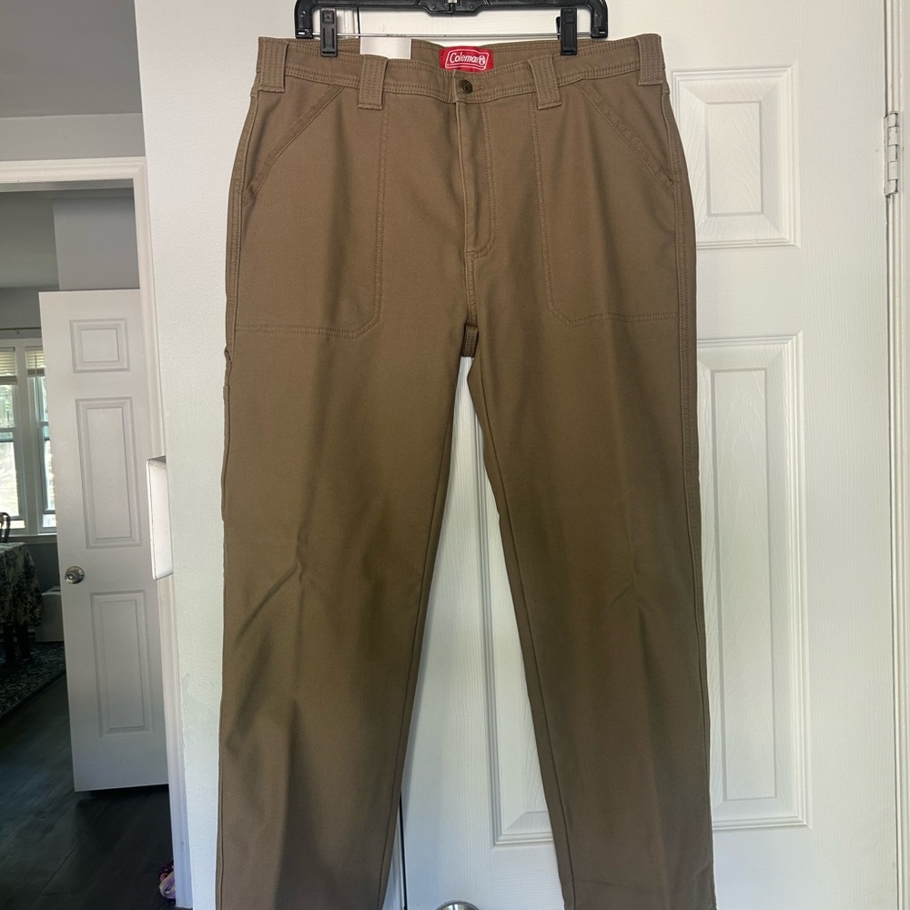 NWT Coleman Men's Fleece-Lined Tan Chinos